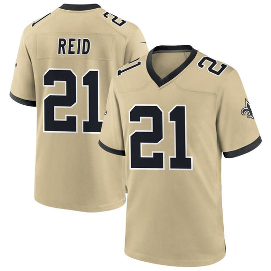 NO.Saints #21 Justin Reid Player Gold Alternate Game Football Jerseys