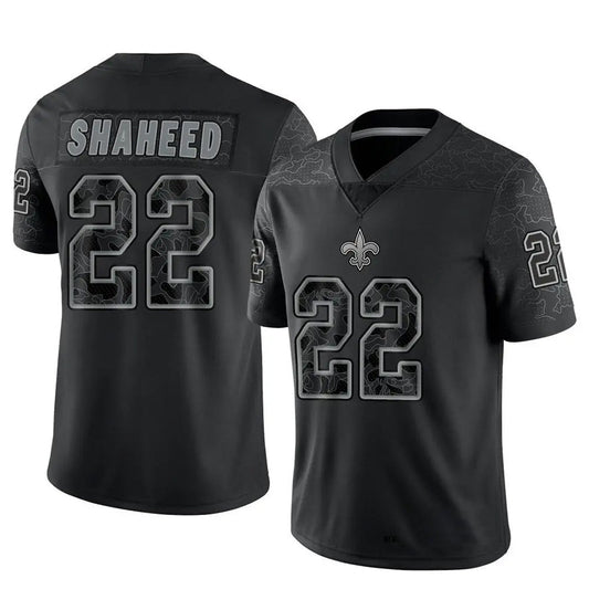 NO.Saints #22 Rashid Shaheed Player Black RFLCTV Limited Football Jerseys