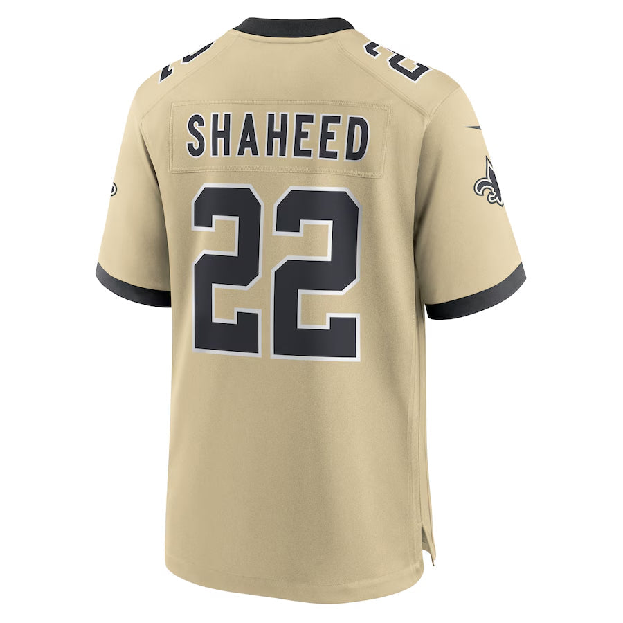 NO.Saints #22 Rashid Shaheed Player Gold Alternate Game Football Jerseys