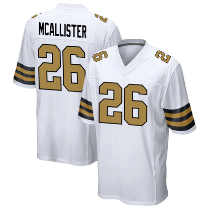NO.Saints #26 Deuce McAllister Player White Alternate Game Football Jerseys