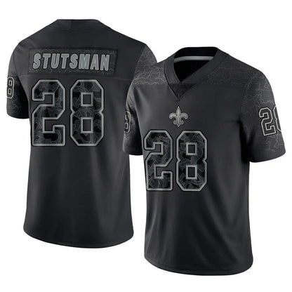 NO.Saints #28 Danny Stutsman Player Black RFLCTV Limited Football Jerseys