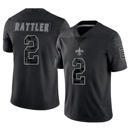 NO.Saints #2 Spencer Rattler Player Black RFLCTV Limited Football Jerseys