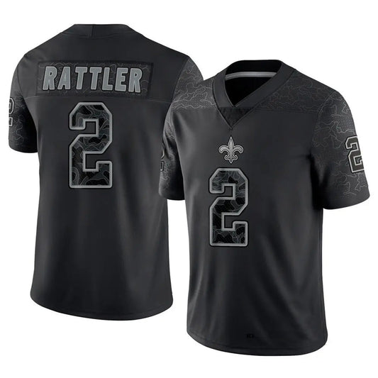 NO.Saints #2 Spencer Rattler Player Black RFLCTV Limited Football Jerseys