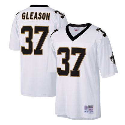NO.Saints #37 Steve Gleason Player Mitchell & Ness Steve Gleason White Legacy Replica Football Jerseys