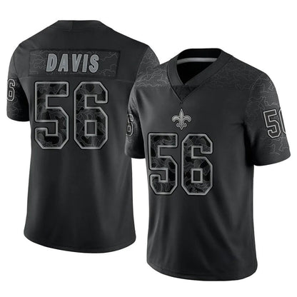 NO.Saints #56 Demario Davis Player Black RFLCTV Limited Football Jerseys