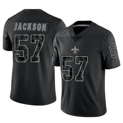 NO.Saints #57 Rickey Jackson Player Black RFLCTV Limited Football Jerseys