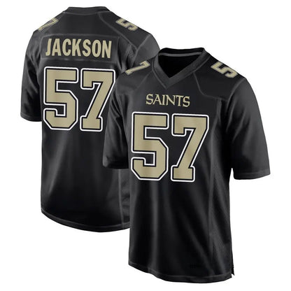 NO.Saints #57 Rickey Jackson Player Carbon Black Fashion Game Football Jerseys