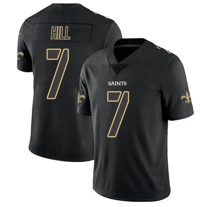 NO.Saints #7 Taysom Hill Player Limited Black Impact Football Jerseys