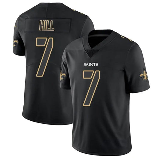 NO.Saints #7 Taysom Hill Player Limited Black Impact Football Jerseys