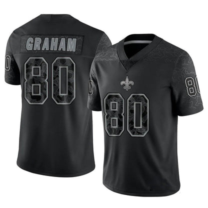 NO.Saints #80 Jimmy Graham Player Black RFLCTV Limited Football Jerseys