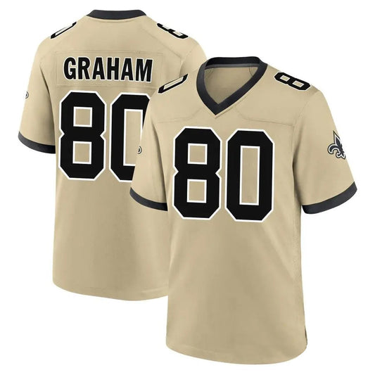 NO.Saints #80 Jimmy Graham Player Gold Alternate Game Football Jerseys