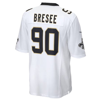 NO.Saints #90 Bryan Bresee Player White Home Game Football Jerseys