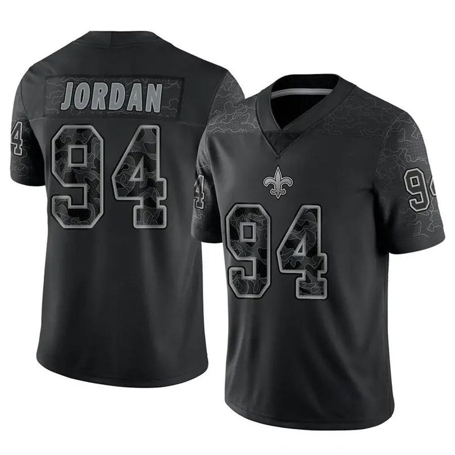 NO.Saints #94 Cameron Jordan Player Black RFLCTV Limited Football Jerseys