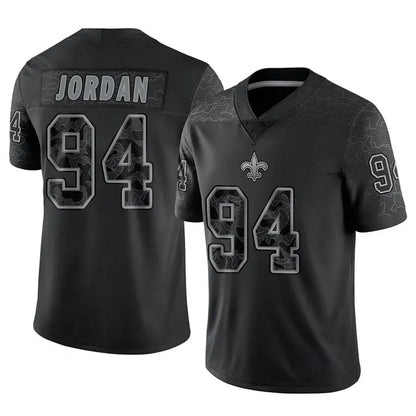 NO.Saints #94 Cameron Jordan Player Black RFLCTV Limited Football Jerseys