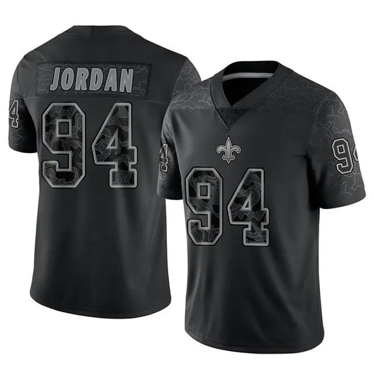 NO.Saints #94 Cameron Jordan Player Black RFLCTV Limited Football Jerseys