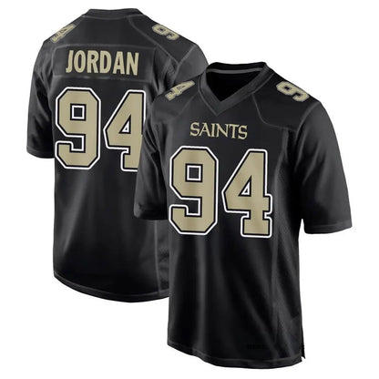 NO.Saints #94 Cameron Jordan Player Carbon Black Fashion Game Football Jerseys