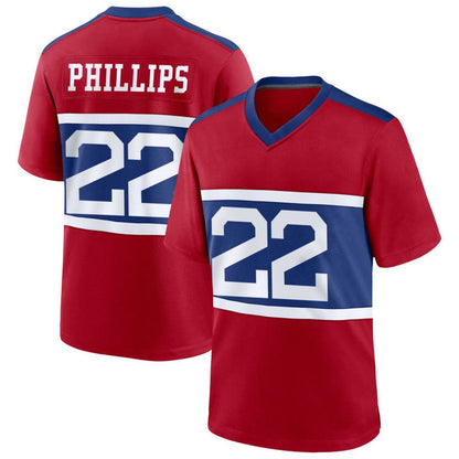 NY.Giants #22 Dru Phillips Player Red Home Game Football Jerseys
