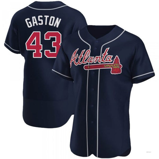 Atlanta Braves #43 Cito Gaston Navy Alternate Jersey Stitches Baseball Jerseys