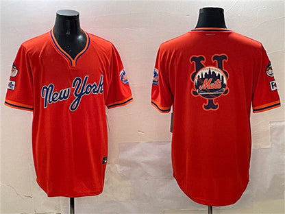 New York Mets Team Big Logo Orange 2025 Spring Training Stitched Baseball Jersey