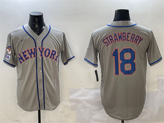 New York Mets #18 Darryl Strawberry Grey 2025 Spring Training Cool Base Stitched Baseball Jersey