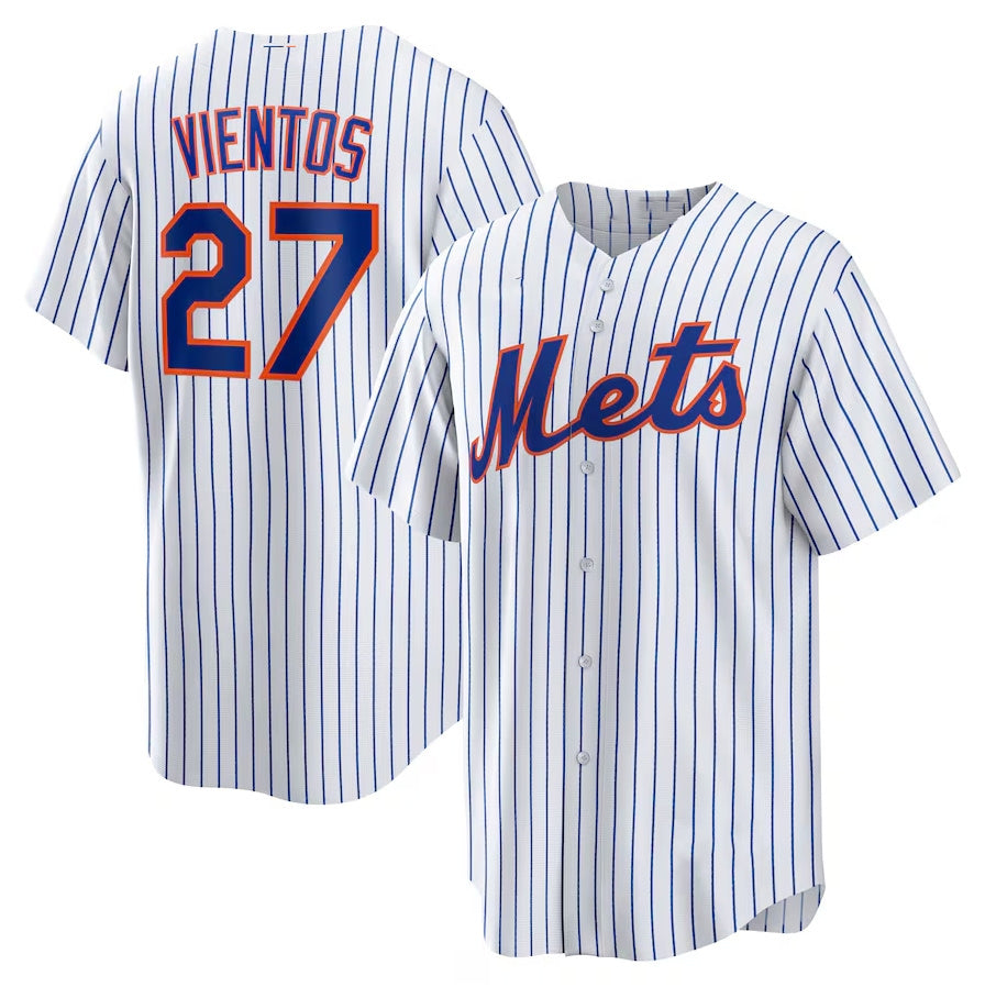 New York Mets #27 Mark Vientos Home Replica Jersey - White Stitched Baseball Jersey