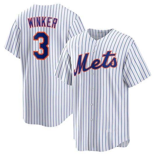 New York Mets #3 Jesse Winker Home Replica Jersey - White Stitched Baseball Jersey