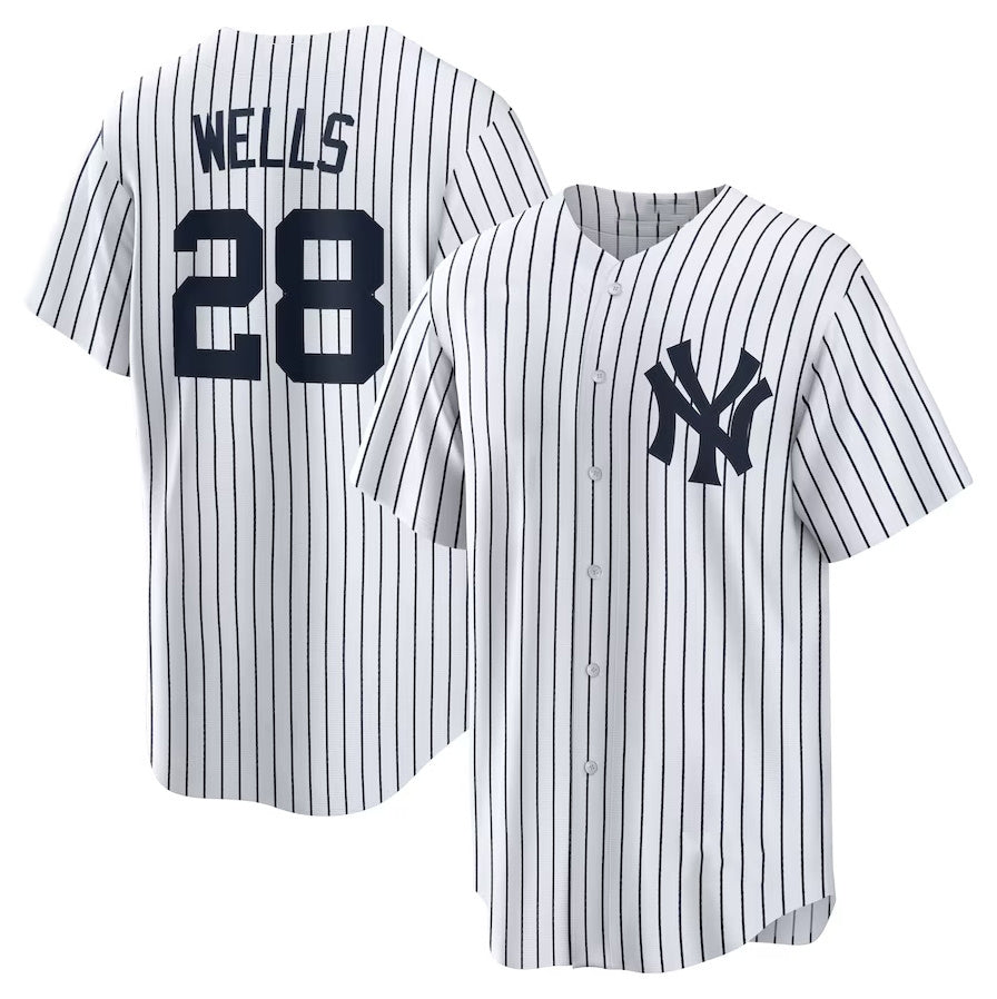 New York Yankees #28 Austin Wells Home Replica Jersey - White Stitched Baseball Jersey