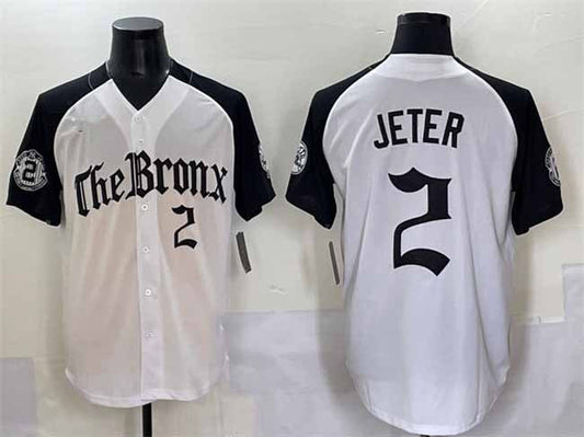 New York Yankees #2 Derek Jeter White Black 'Gothic Legacy Edition' Vapor Premier Limited Stitched Baseball Jersey