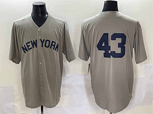 New York Yankees #43 Jonathan Lo¨¢isiga Gray Cool Base Stitched Baseball Jersey