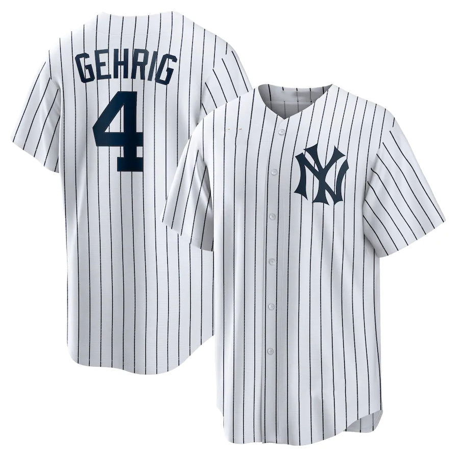 New York Yankees #4 Lou Gehrig Home Cooperstown Collection Player Jersey - White Stitched Baseball Jersey