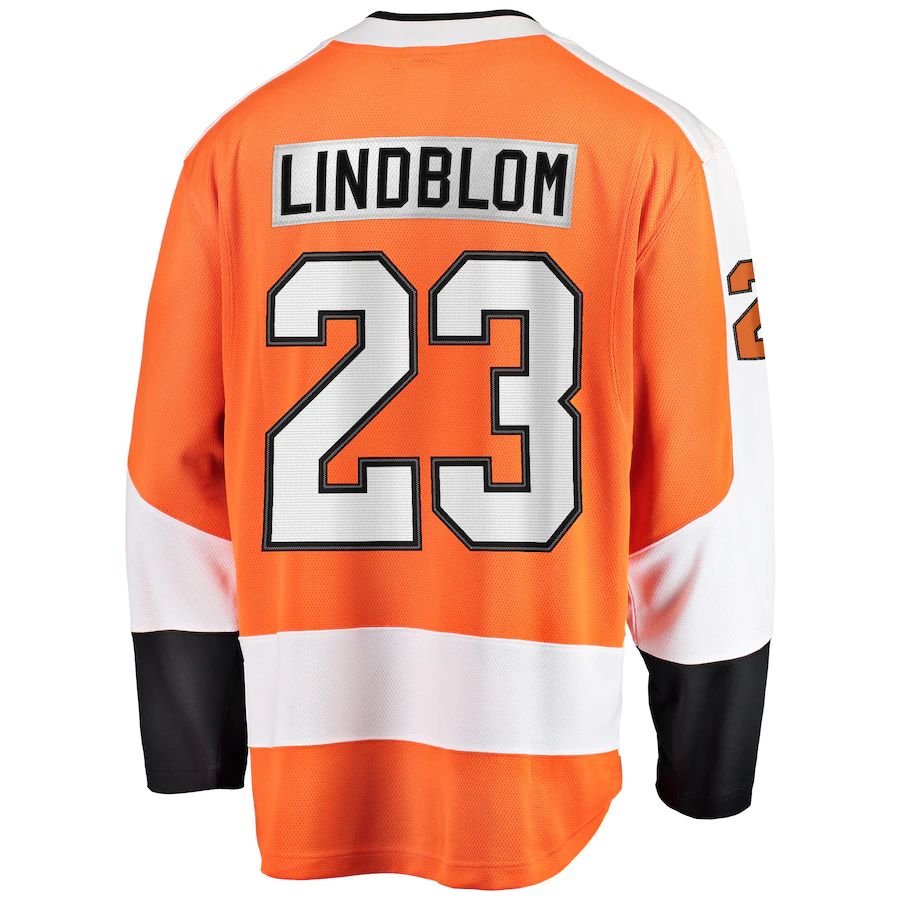 P.Flyers #23 Oskar Lindblom Fanatics Branded Team Color Breakaway Player Jersey  Orange Stitched American Hockey Jerseys