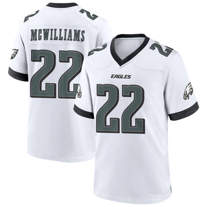 P.Eagles #22 Mac McWilliams Player White Home Game Football Jerseys