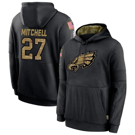 P.Eagles #27 Quinyon Mitchell Player Black Military Hoodie Game Football Jerseys