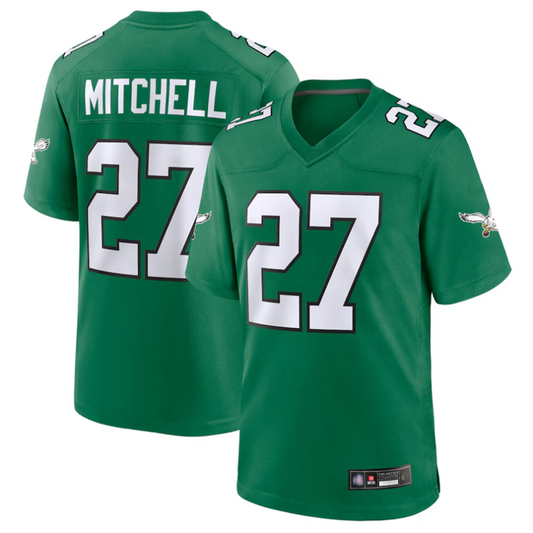 P.Eagles #27 Quinyon Mitchell Player Kelly Green Replica Game Football Jerseys