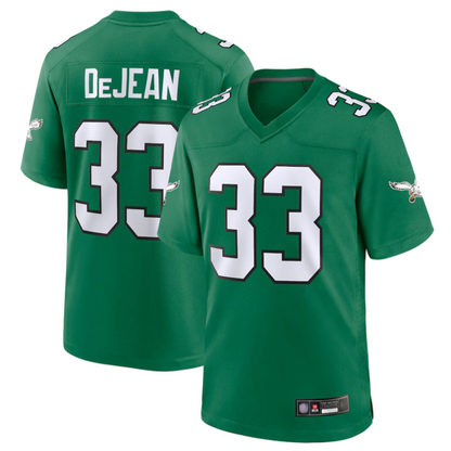 P.Eagles #33 Cooper DeJean Player Kelly Green Replica Game Football Jerseys