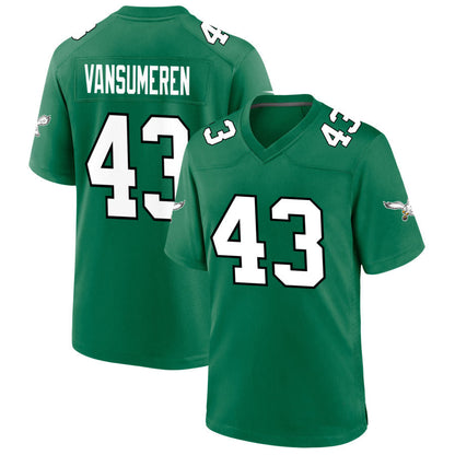 P.Eagles #43 Ben VanSumeren Player Kelly Green Game Football Jerseys