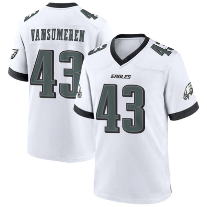 P.Eagles #43 Ben VanSumeren Player White Home Game Football Jerseys