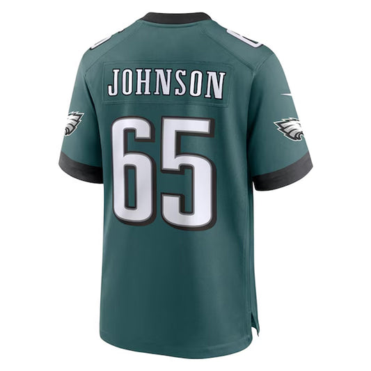 P.Eagles #65 Lane Johnson Player Midnight Green Home Game Football Jerseys