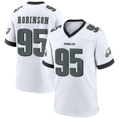 P.Eagles #95 Ty Robinson Player White Home Game Football Jerseys