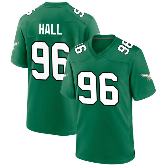 P.Eagles #96 Gabe Hall Player Kelly Green Game Football Jerseys