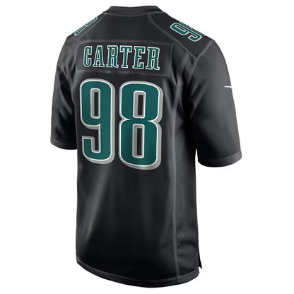 P.Eagles #98 Jalen Carter Player Black Fashion Game Football Jerseys