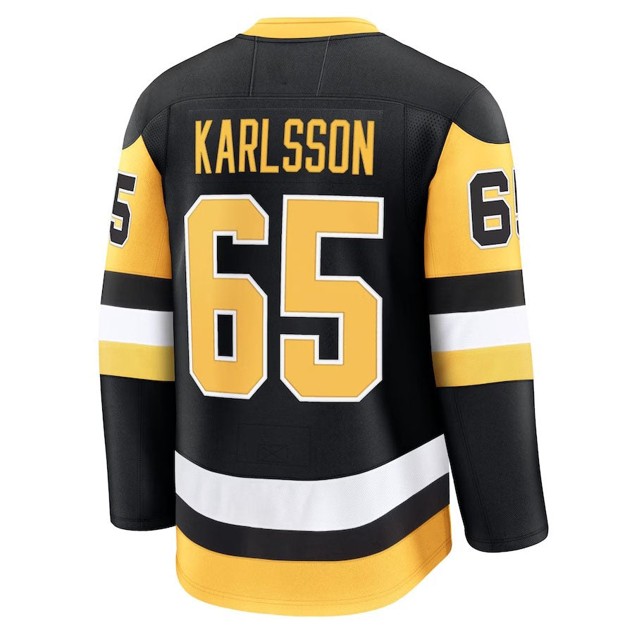 P.Penguins #65 Erik Karlsson Fanatics Home Premium Jersey - Black Stitched American Hockey Jerseys