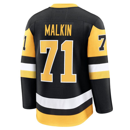 P.Penguins #71 Evgeni Malkin Fanatics Home Premium Jersey - Black Stitched American Hockey Jerseys
