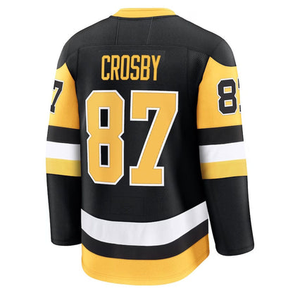 P.Penguins #87 Sidney Crosby Fanatics Home Premium Jersey - Black Stitched American Hockey Jerseys