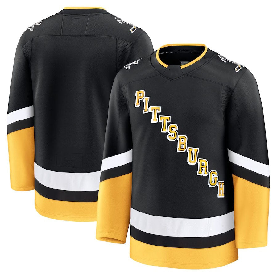 P.Penguins Fanatics Alternate Premium Jersey - Black Stitched American Hockey Jerseys