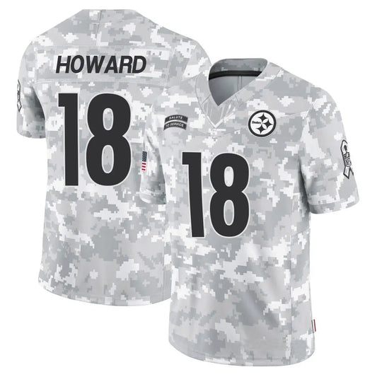 P.Steelers #18 Will Howard Player Arctic Camo Salute to Service Limited Football Jerseys