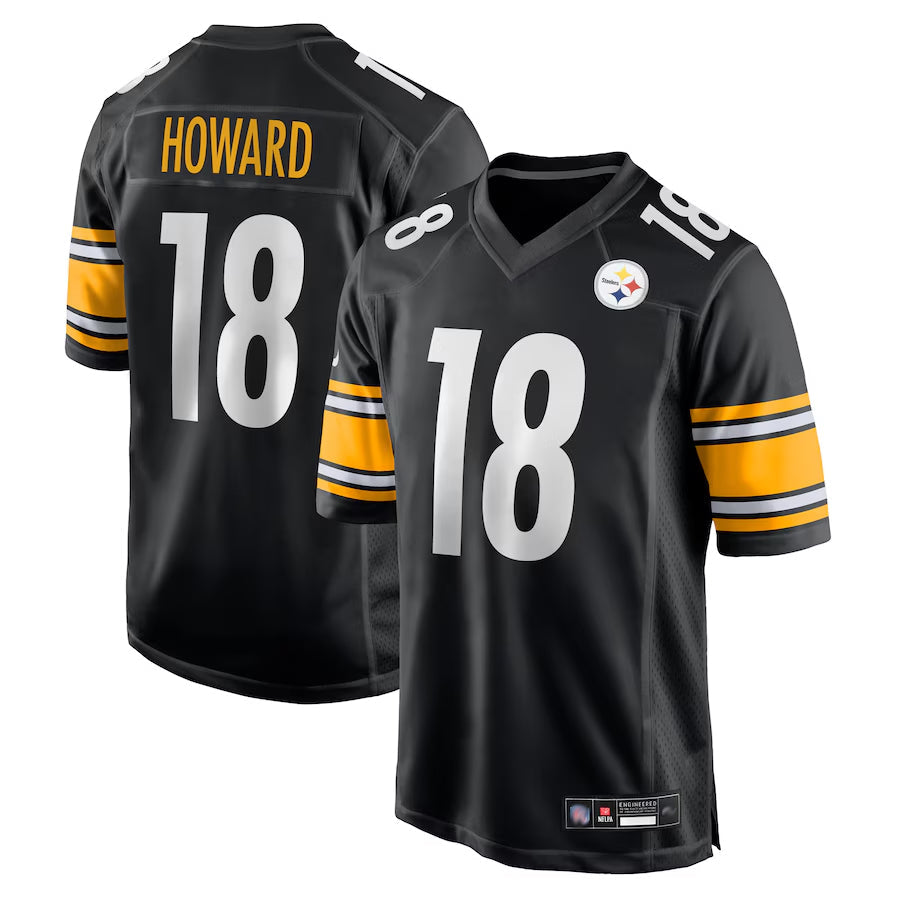 P.Steelers #18 Will Howard Player Black Replica Game Football Jerseys