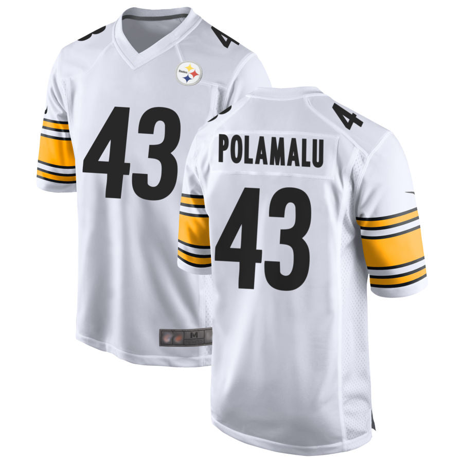 P.Steelers #43 Troy Polamalu Player White Home Game Football Jerseys