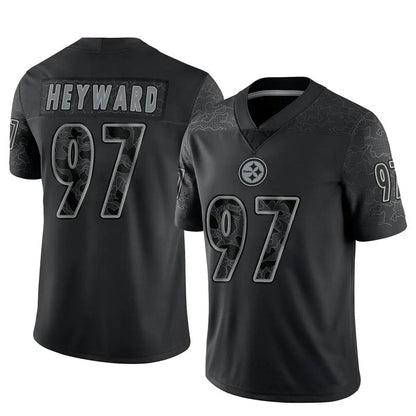 P.Steelers #97 Cameron Heyward Player Black Limited Reflective Football Jerseys
