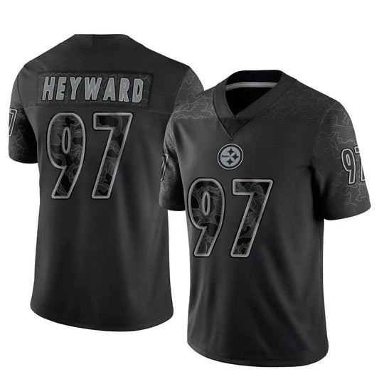 P.Steelers #97 Cameron Heyward Player Black Limited Reflective Football Jerseys